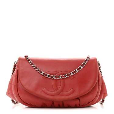 CHANEL Lambskin Half Moon Wallet On Chain WOC Red - image 1