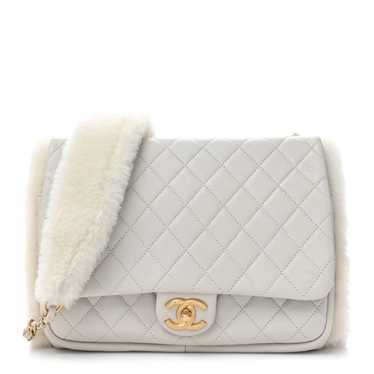 CHANEL Lambskin Shearling CC Muff Flap Bag White - image 1