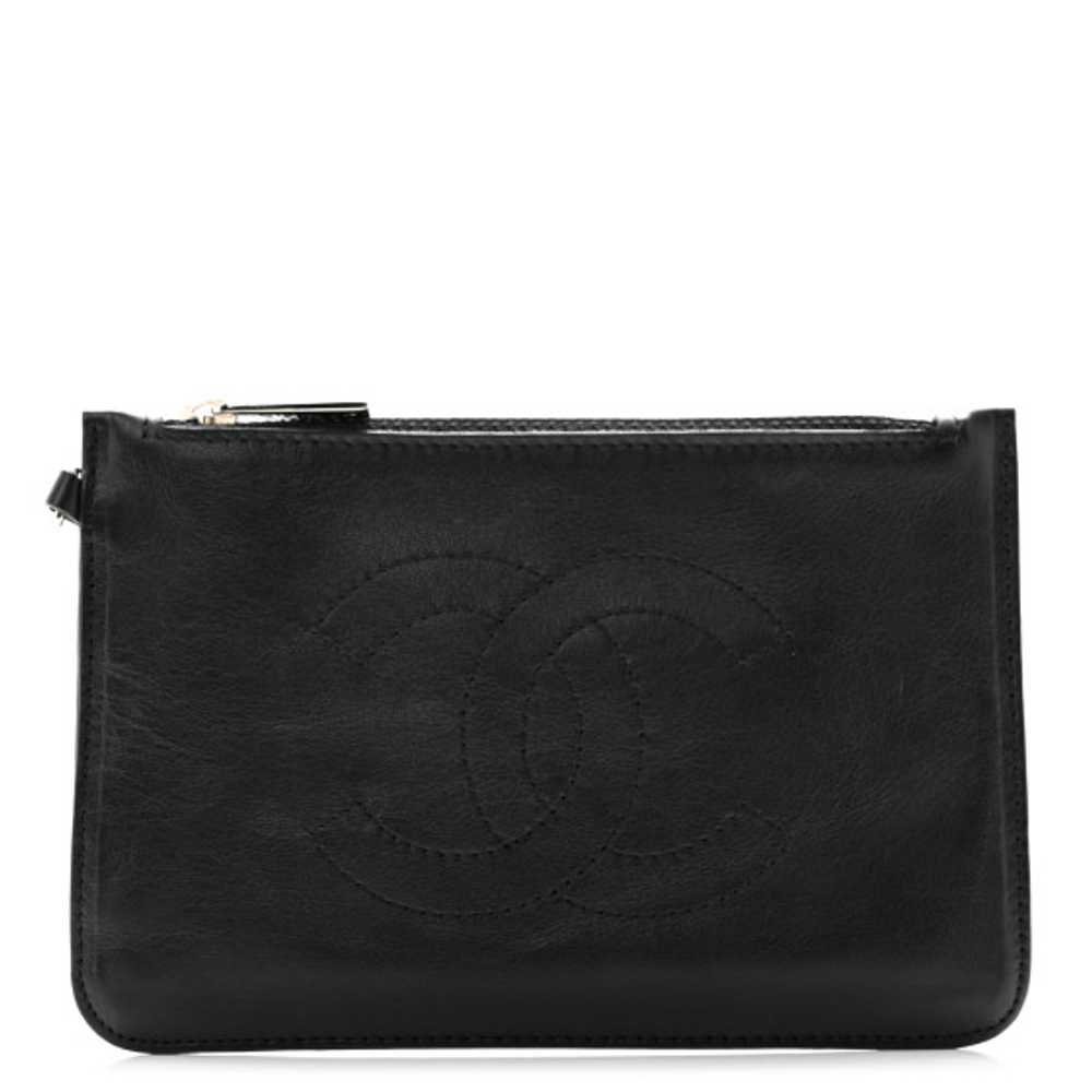 CHANEL Calfskin CC Small Cosmetic Case Black - image 1