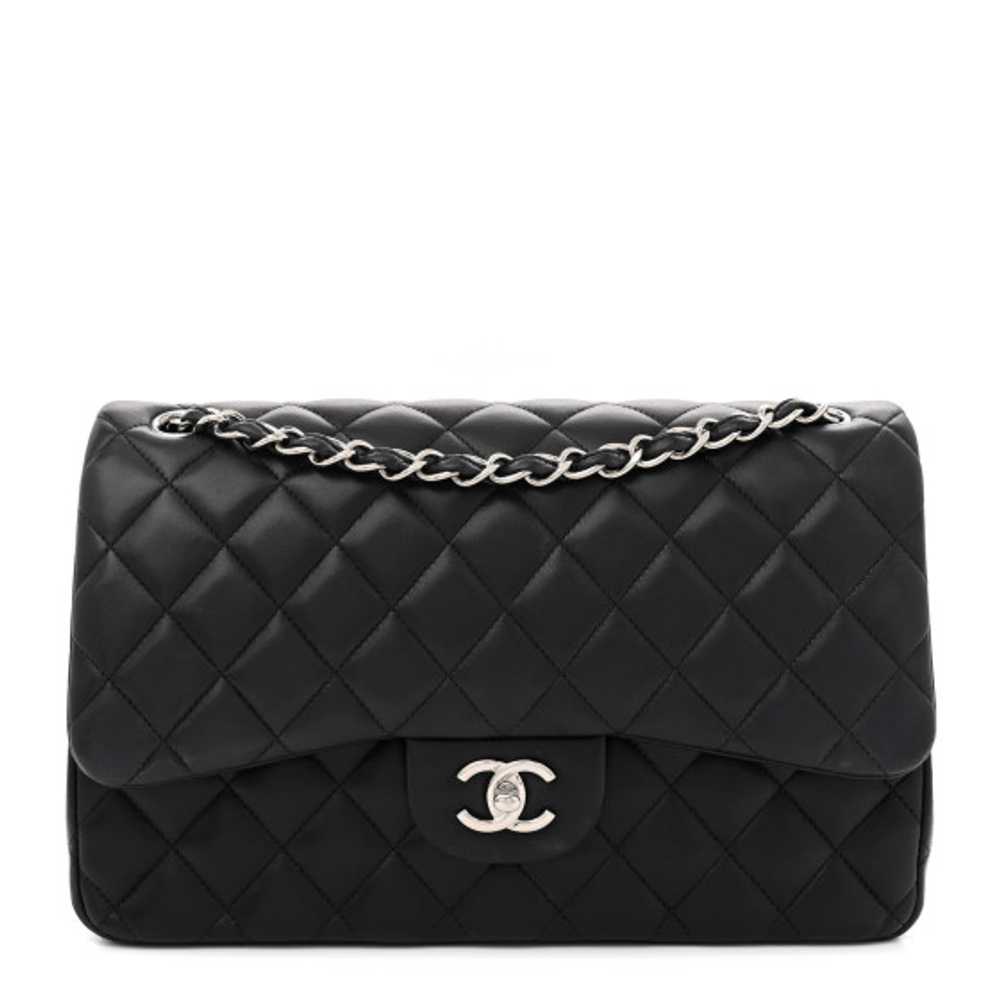 CHANEL Lambskin Quilted Jumbo Double Flap Black - image 1