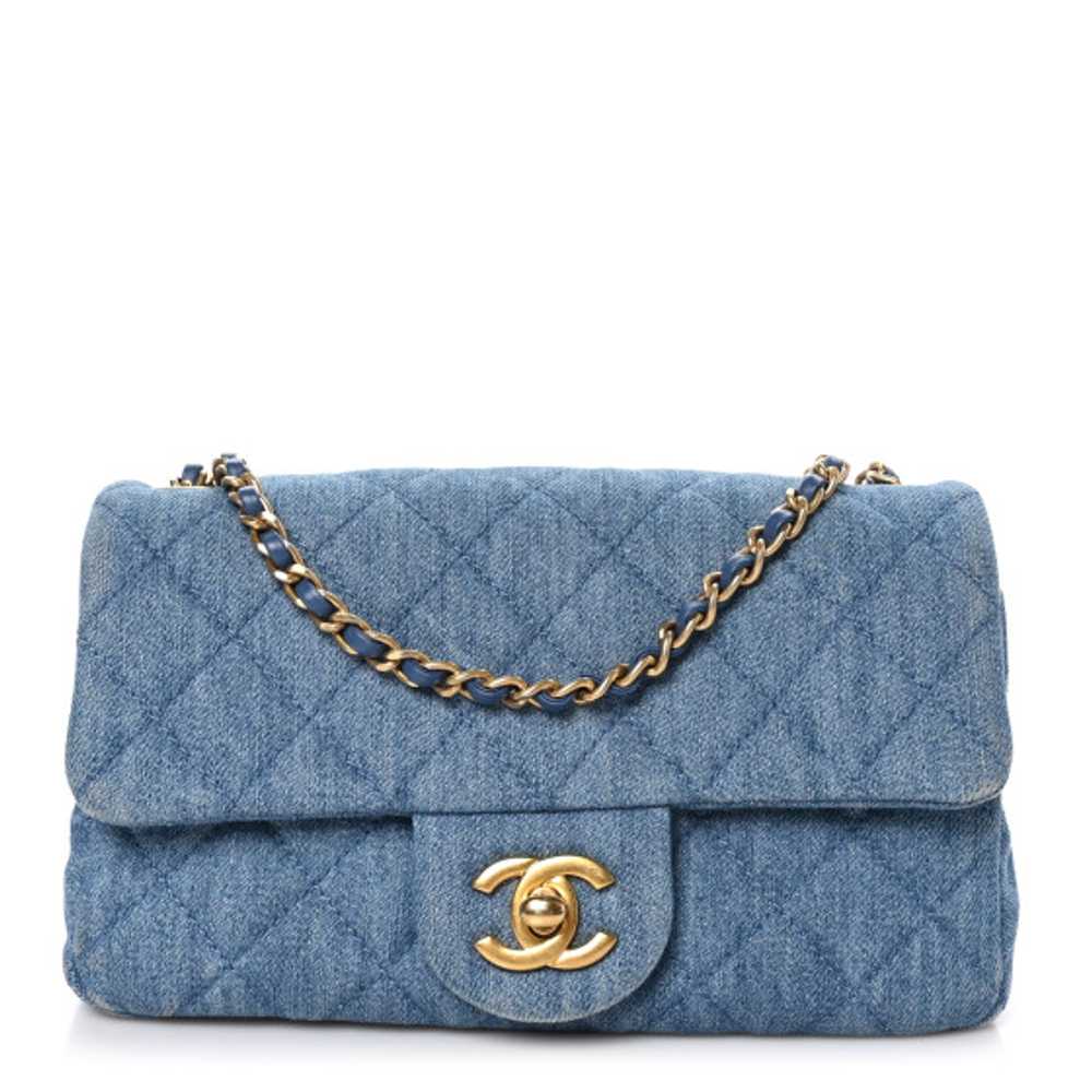 CHANEL Denim Quilted Mini Pearl Crush Rectangular… - image 1