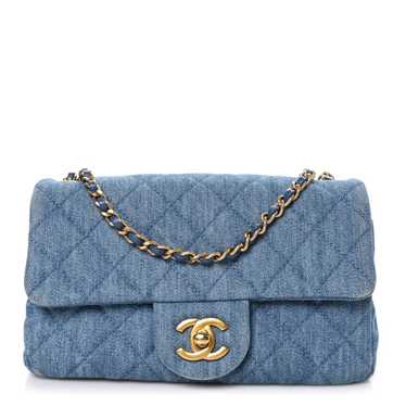 CHANEL Denim Quilted Mini Pearl Crush Rectangular… - image 1