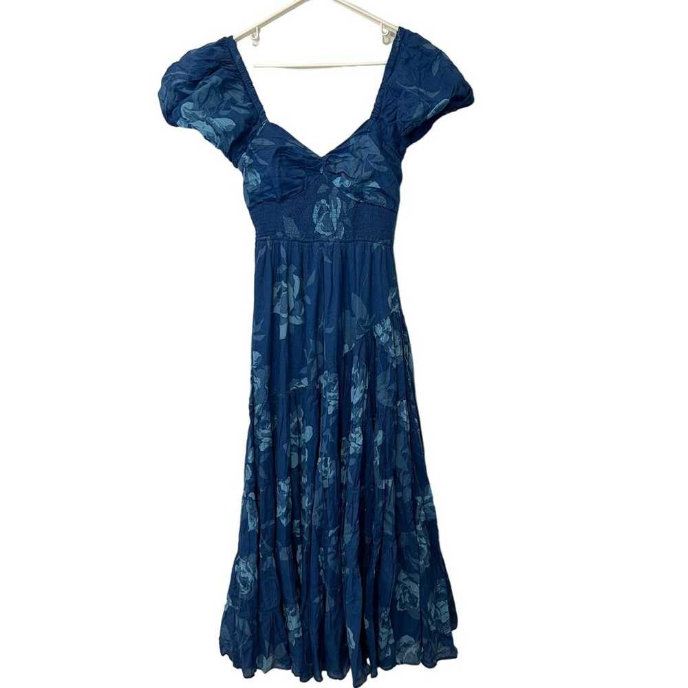 Free People Womens Maxi Dress Medium Blue Floral … - image 1