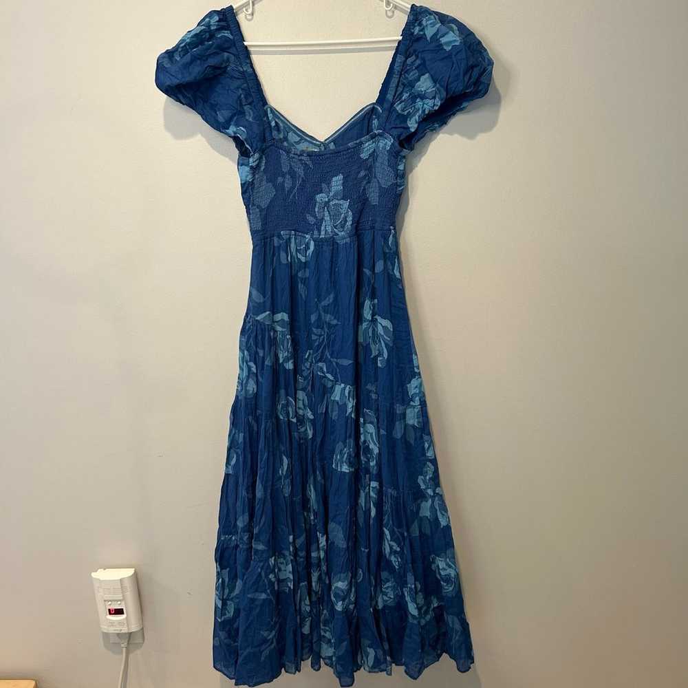 Free People Womens Maxi Dress Medium Blue Floral … - image 7