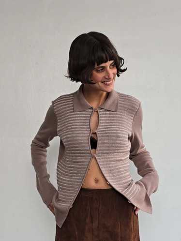 Armani Textured Cardigan - Rosewood