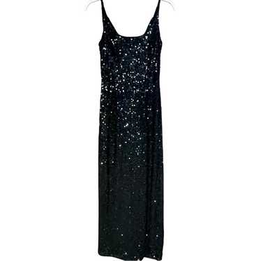 MARINA black sequined gown draped back prom forma… - image 1