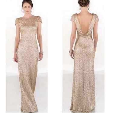 Sorella Vita Gold Sequin Formal Gala Dress Drape … - image 1