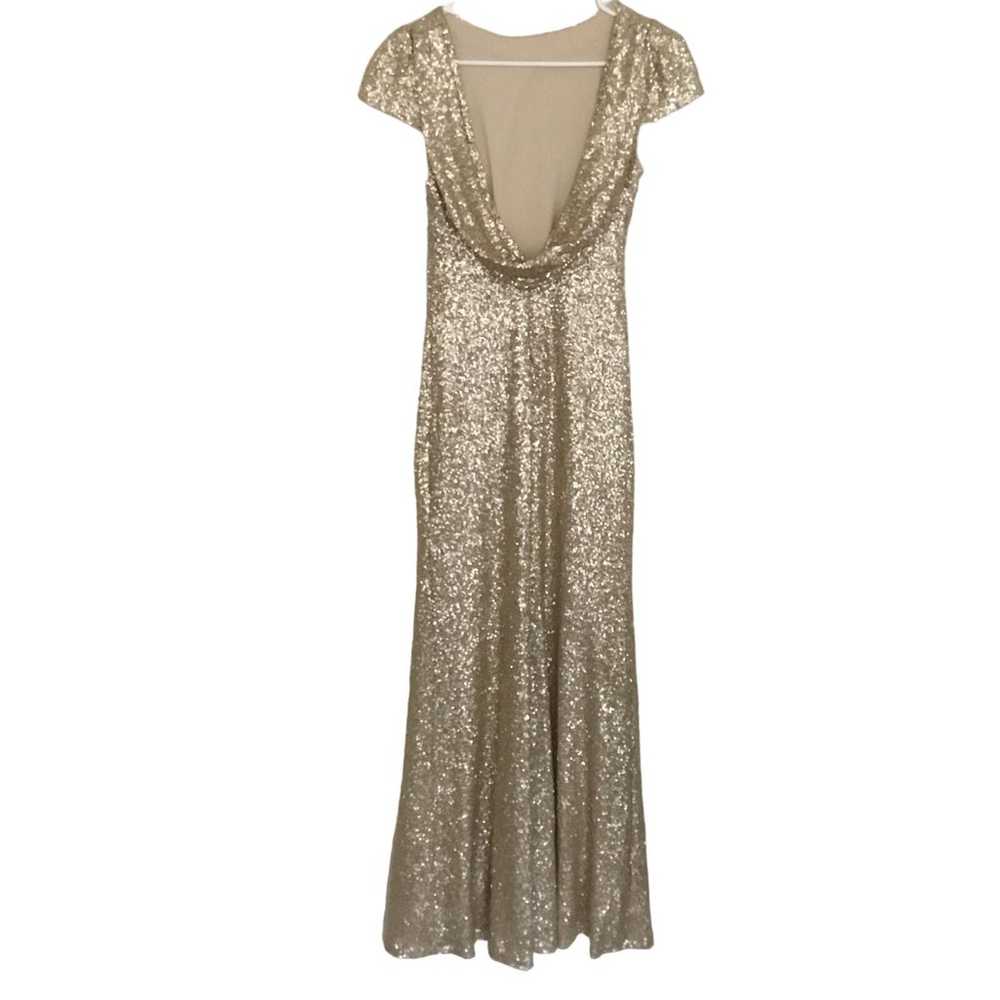 Sorella Vita Gold Sequin Formal Gala Dress Drape … - image 4