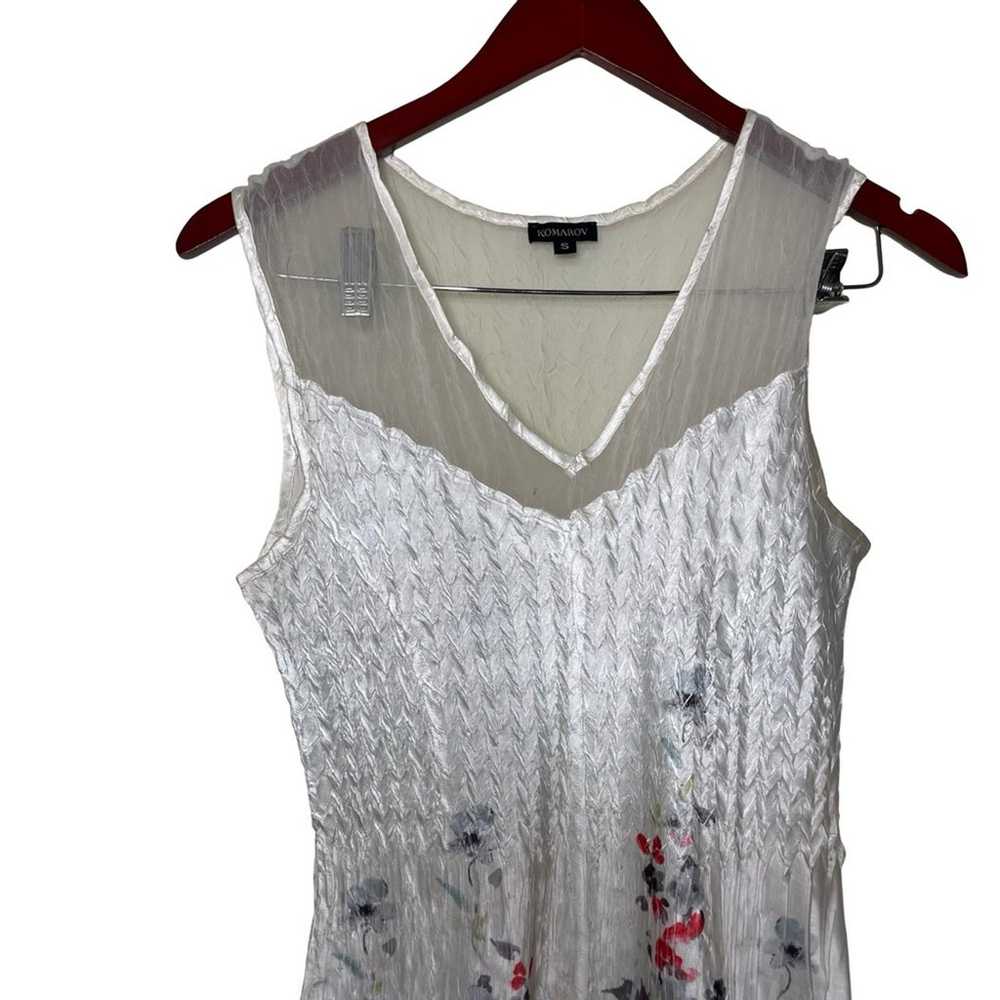 Komarov white Red poppy floral Sleeveless Long Dr… - image 3