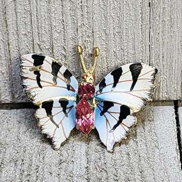 Vintage Made in Czechoslovakia Enamel Butterfly B… - image 1