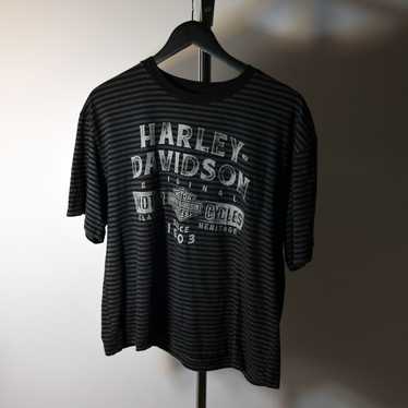 Harley Davidson Y2K STRIPED HD HARLEY-DAVIDSON T-… - image 1