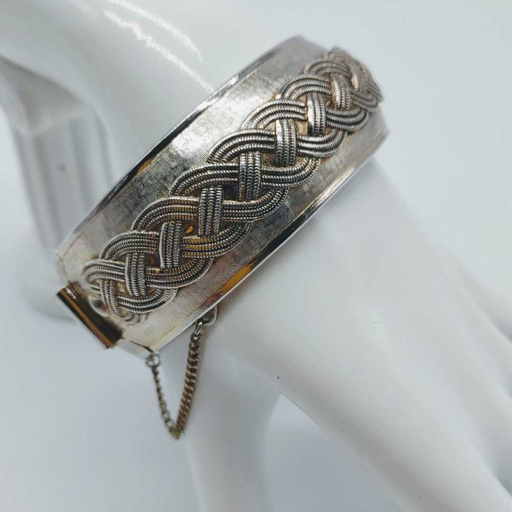 Vintage Coro Pegasus Hinged Wide Bangle Bracelet - image 2