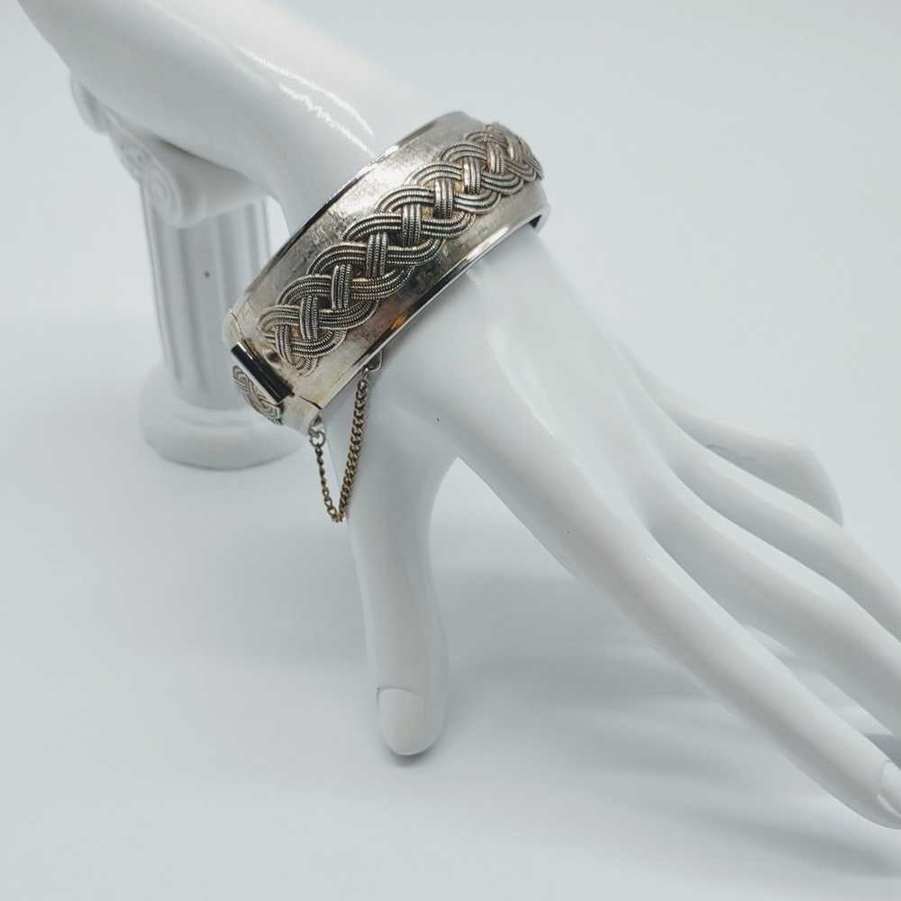 Vintage Coro Pegasus Hinged Wide Bangle Bracelet - image 3