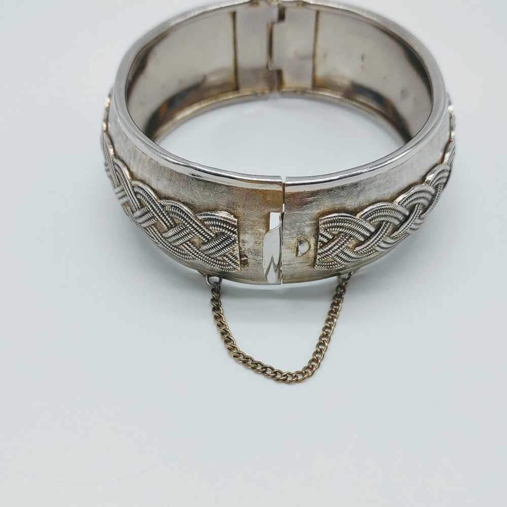 Vintage Coro Pegasus Hinged Wide Bangle Bracelet - image 5