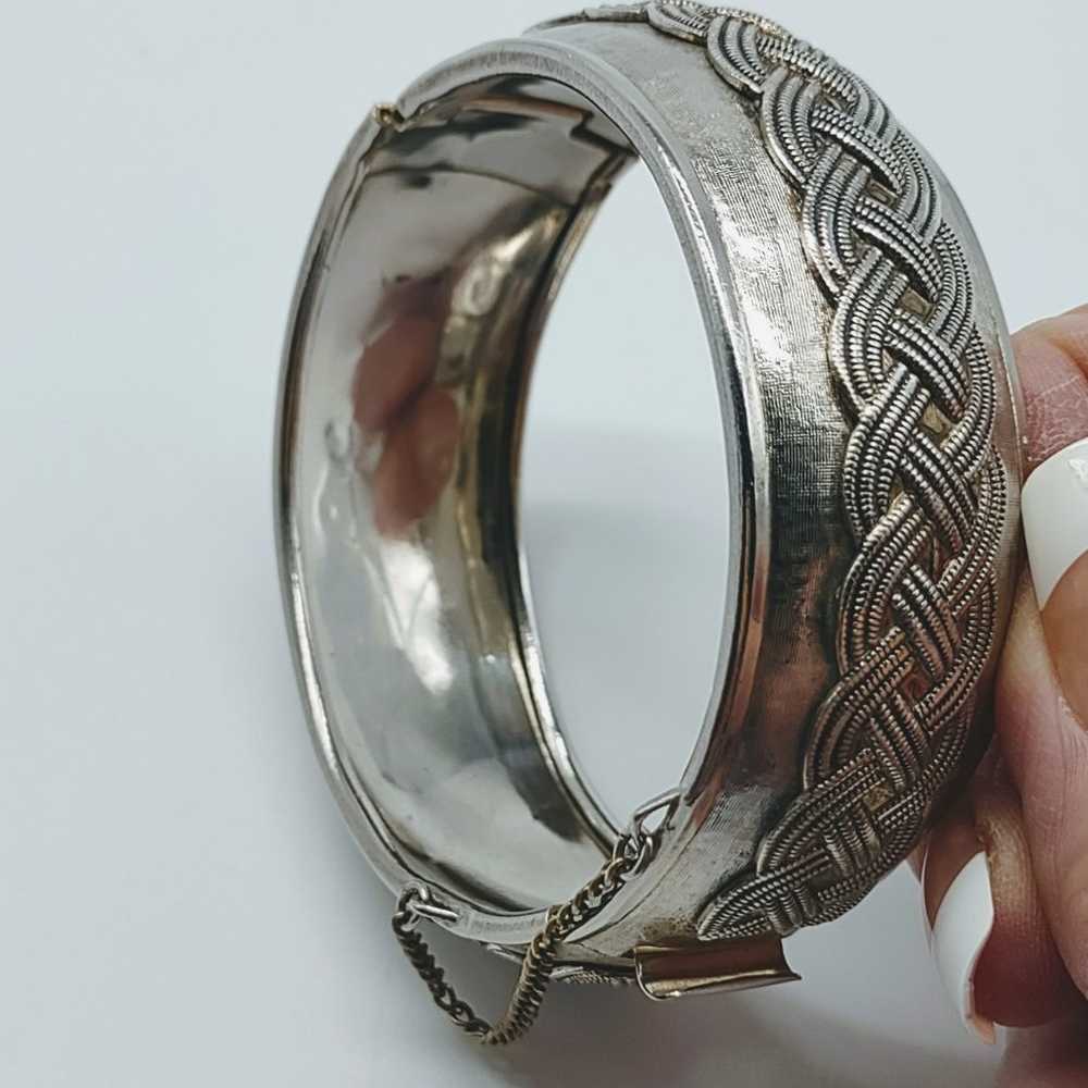 Vintage Coro Pegasus Hinged Wide Bangle Bracelet - image 9