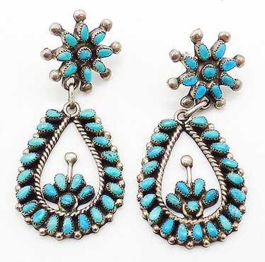 Zuni Turquoise Petit Point Earrings - image 1