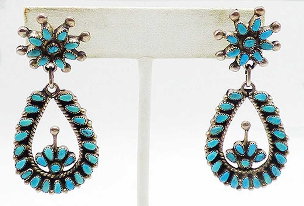 Zuni Turquoise Petit Point Earrings - image 2