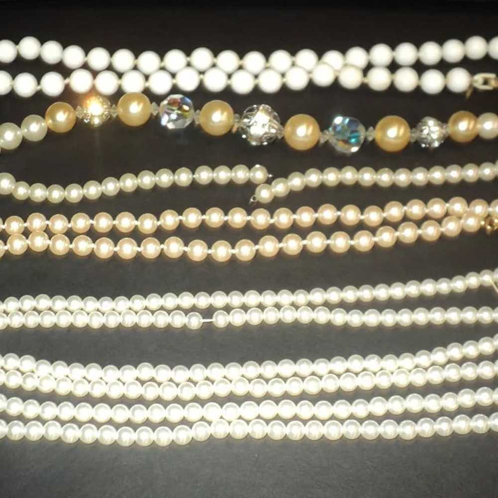 Lot of 7 Faux Pearl Necklaces Vintage Crafts Vari… - image 6