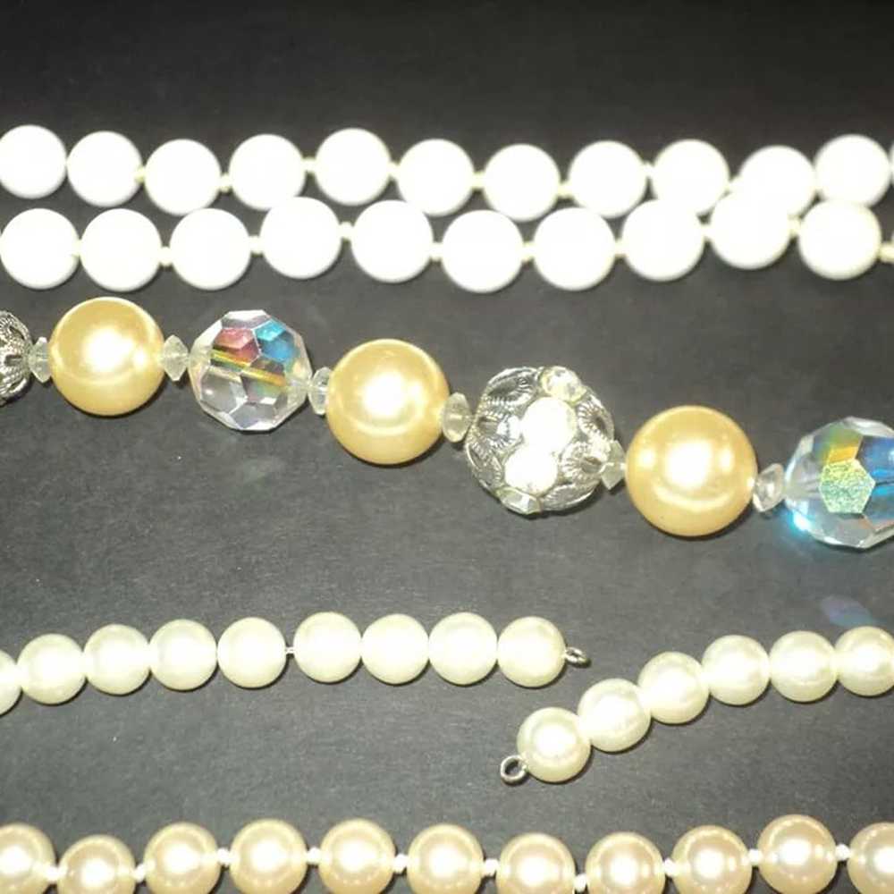 Lot of 7 Faux Pearl Necklaces Vintage Crafts Vari… - image 7