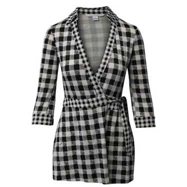 Diane Von Furstenberg Rare Check Playsuit Silk Ro… - image 1