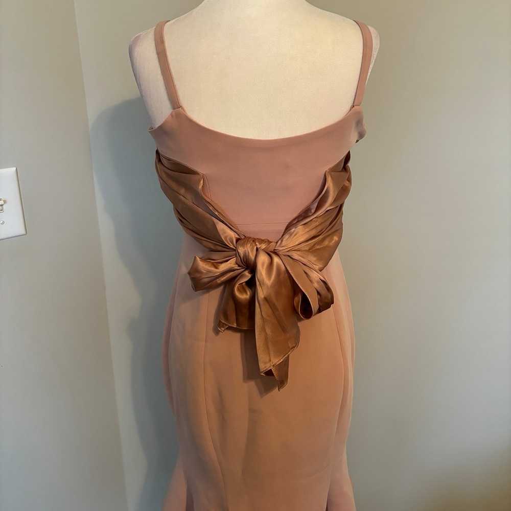 CINQ À SEPT Rose Gold Silk Bow Mini Dress - image 3