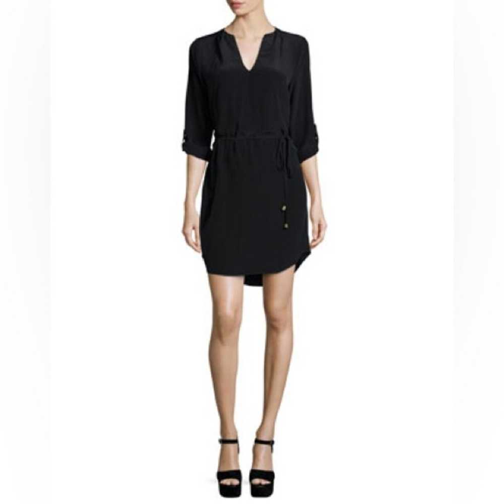 Joie Motega Tie-Waist Silk Dress Black Small - image 1