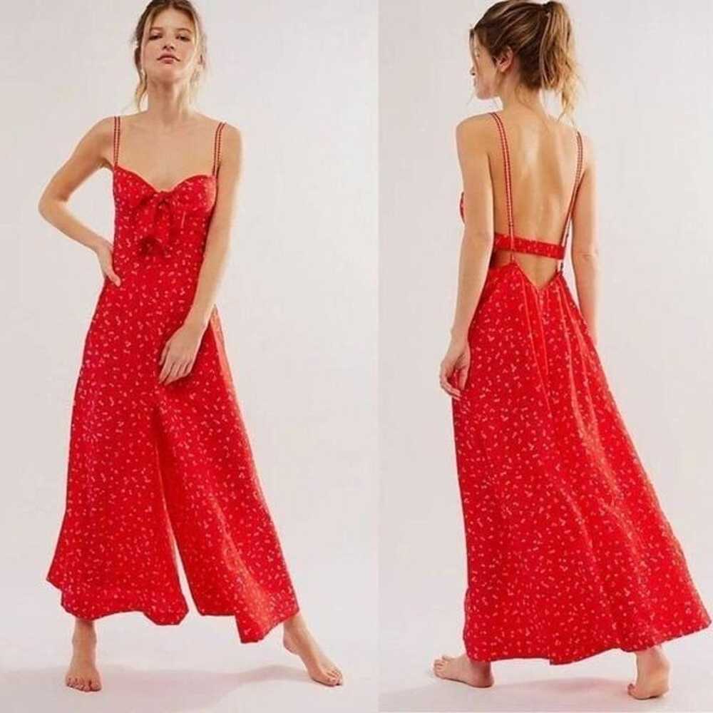 NEW Free People Intimately Coming Home Romper Red… - image 1