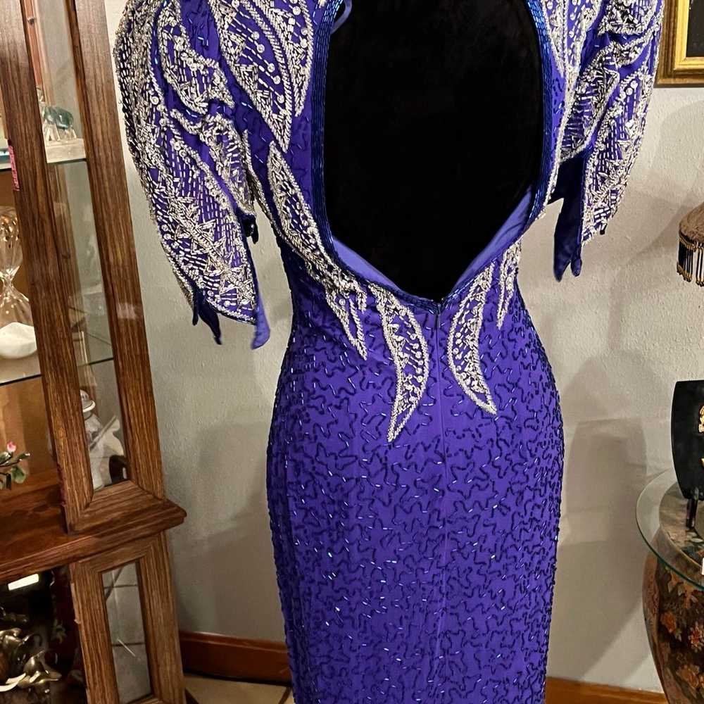 Beautiful royal blue fully beaded dress - image 2