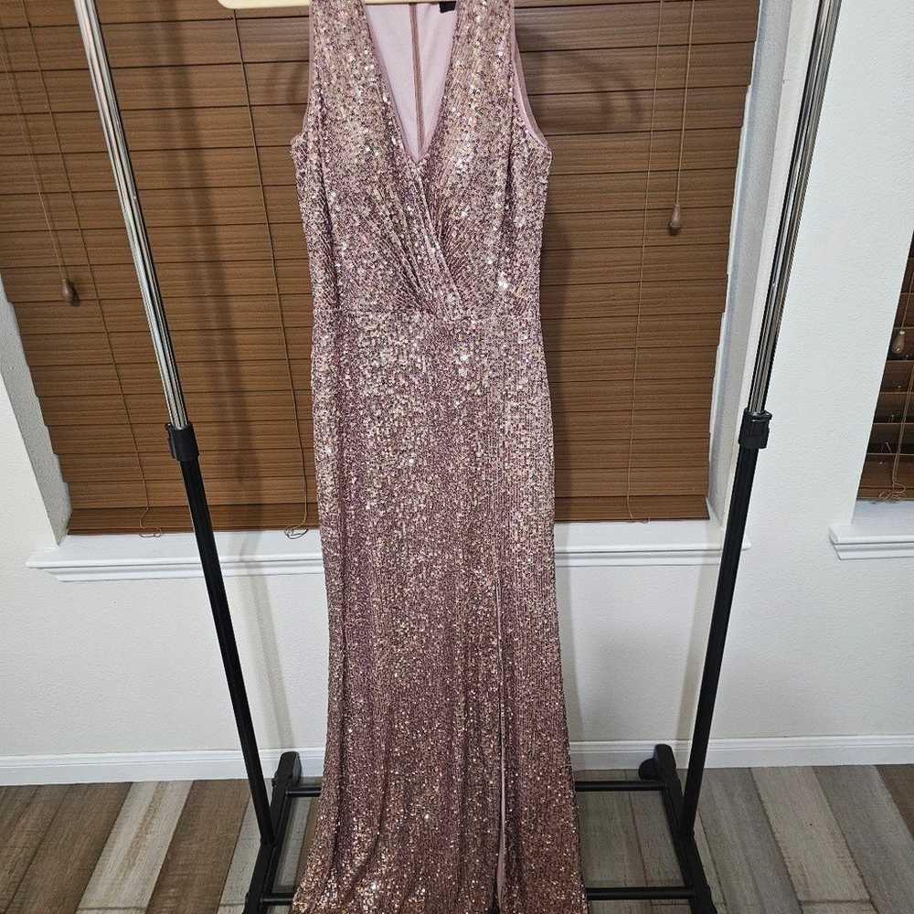 XSCAPE 
NWOT Sequined V-Neck Gown sz10 $269 - image 3