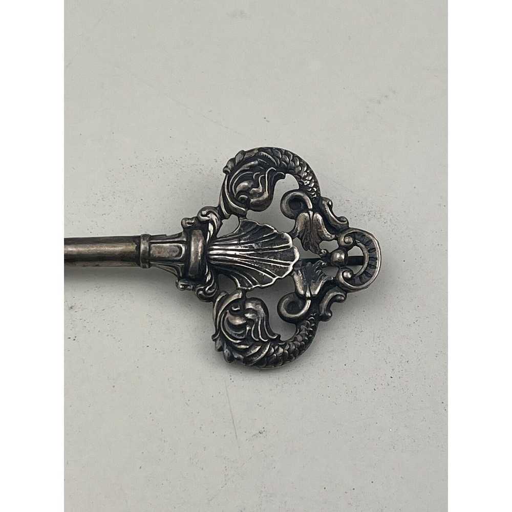 Large 3.25" Sterling Silver Vintage Skeleton Key … - image 4