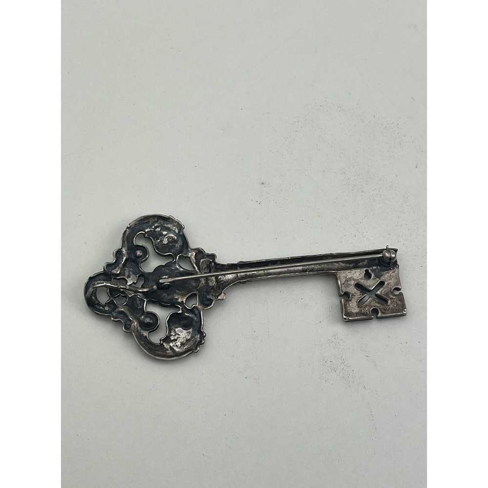 Large 3.25" Sterling Silver Vintage Skeleton Key … - image 6