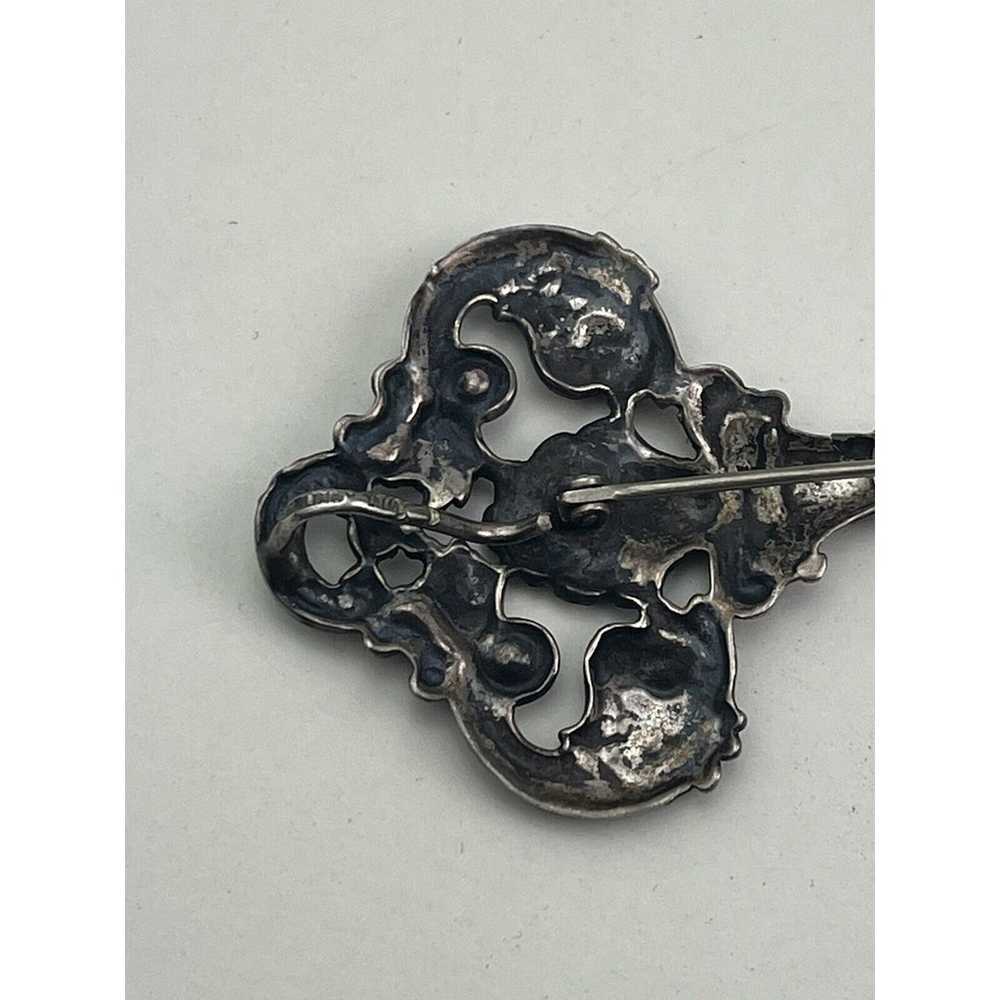 Large 3.25" Sterling Silver Vintage Skeleton Key … - image 8