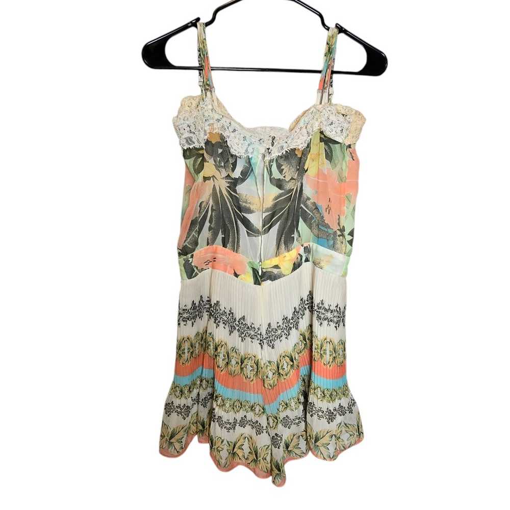 Farm Rio Tropical Print Lace Trim Romper Medium V… - image 5