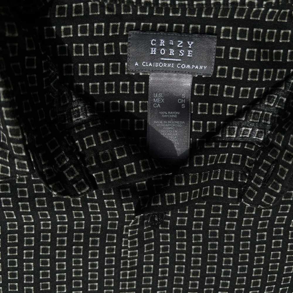 Claiborne Y2K Black Square Pattern Short Sleeve C… - image 3