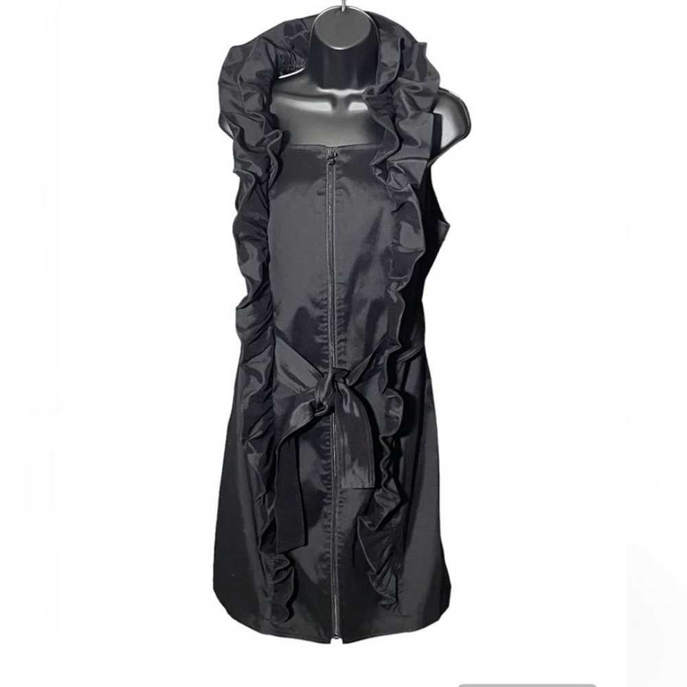 Samuel Dong Black Sleeveless Zip Front Ruffle Dre… - image 1