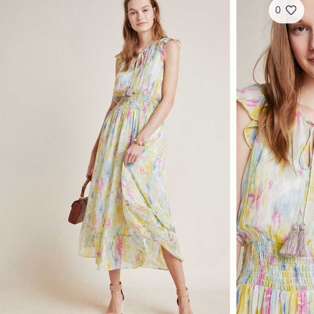 Anthropologie watercolor maxi dress - image 1