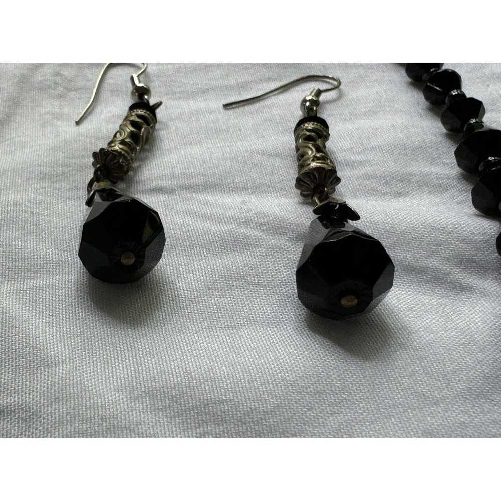 Vintage Jewelry Set Black Glass Bead Mourning Nec… - image 3