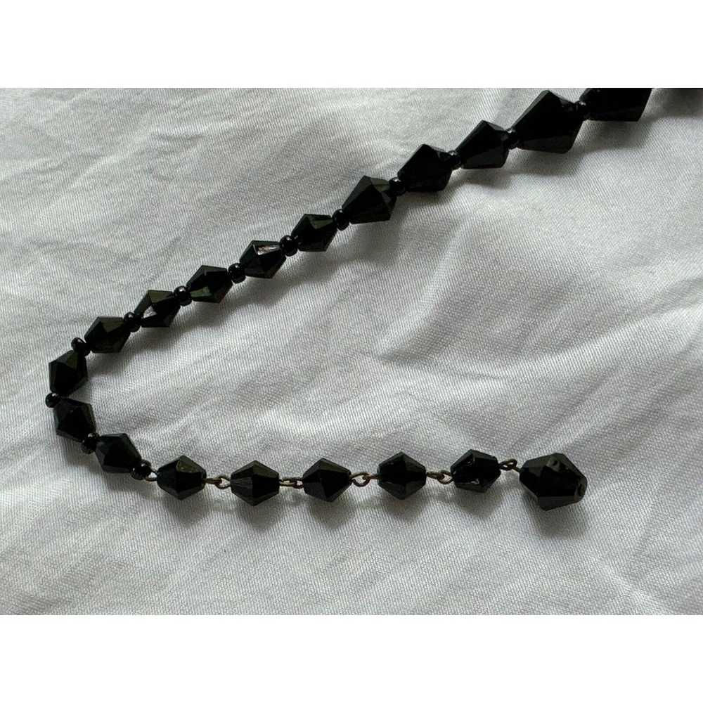 Vintage Jewelry Set Black Glass Bead Mourning Nec… - image 5