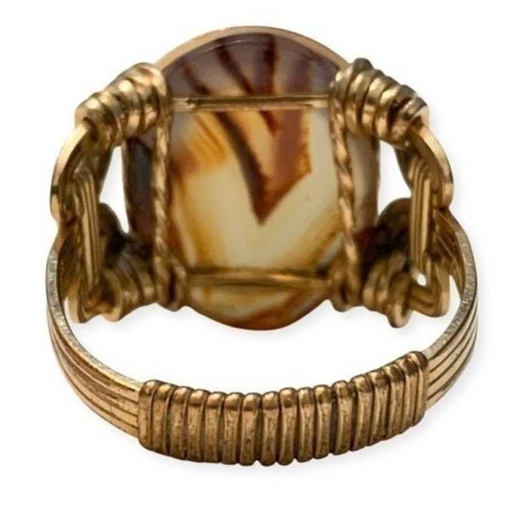 Wire Wrapped Gold Filled Golden Agate Ring - image 4