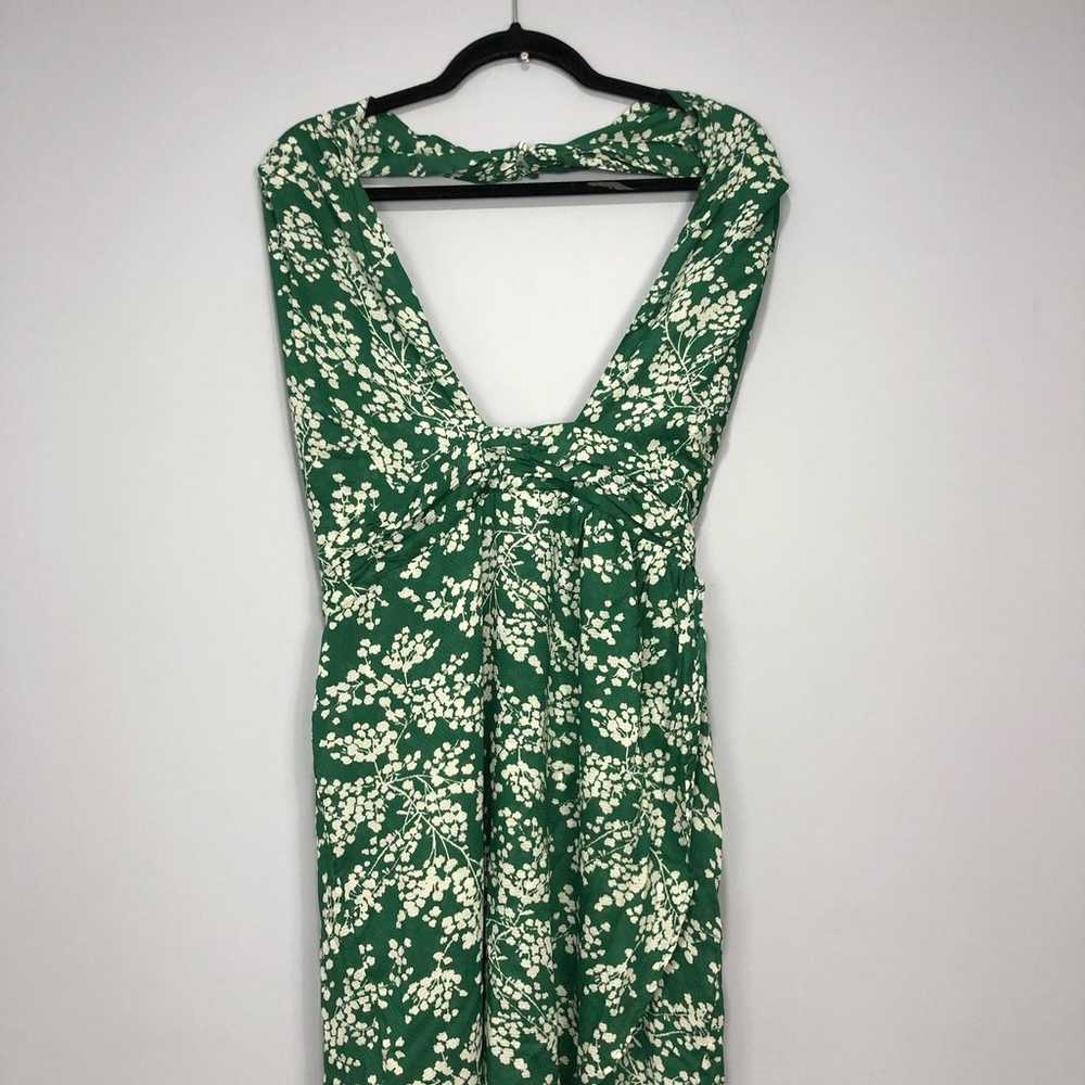 Anthropologie Floral  Printed Halter Dress Green … - image 5