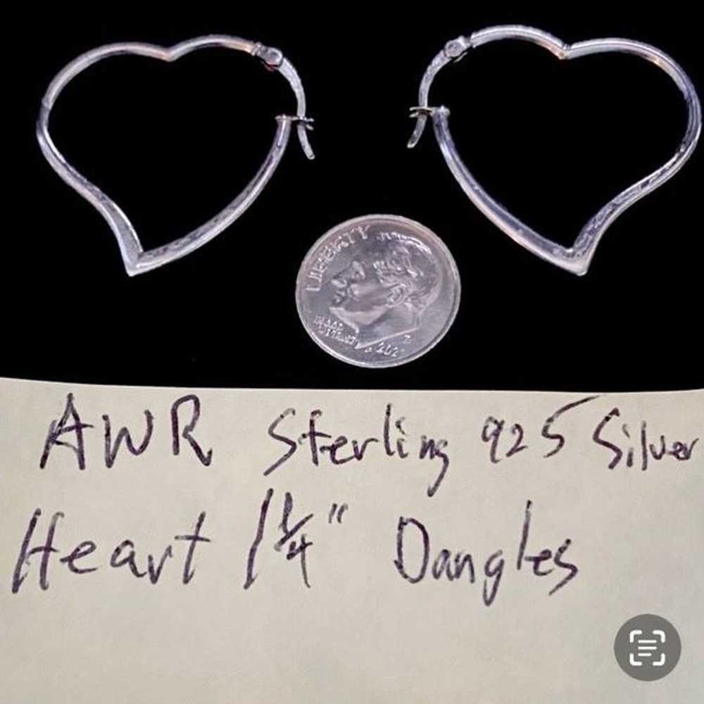 AWR vintage Sterling 925 Silver Heart Dangles - image 5