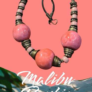 Malibu Barbie vibes pink vintage chunky statement… - image 1