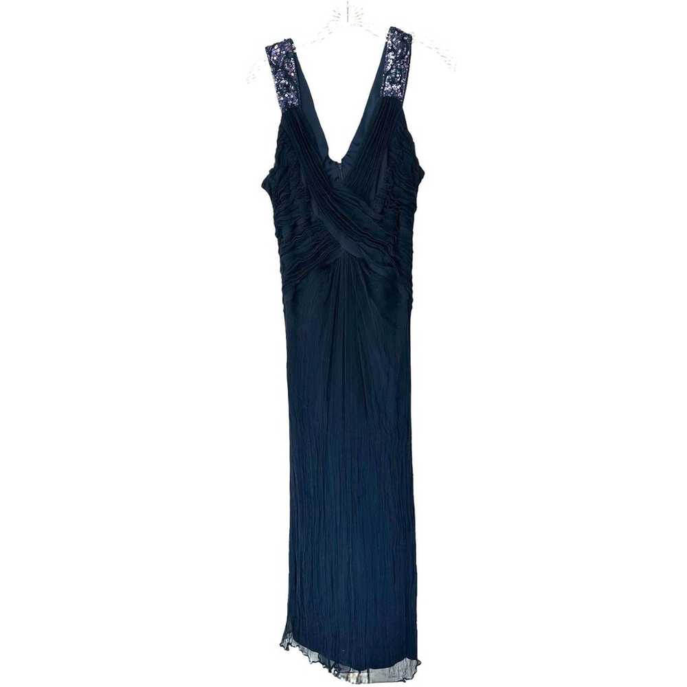 Tadashi Shoji Navy Sequin Silk Sleeveless Formal … - image 1