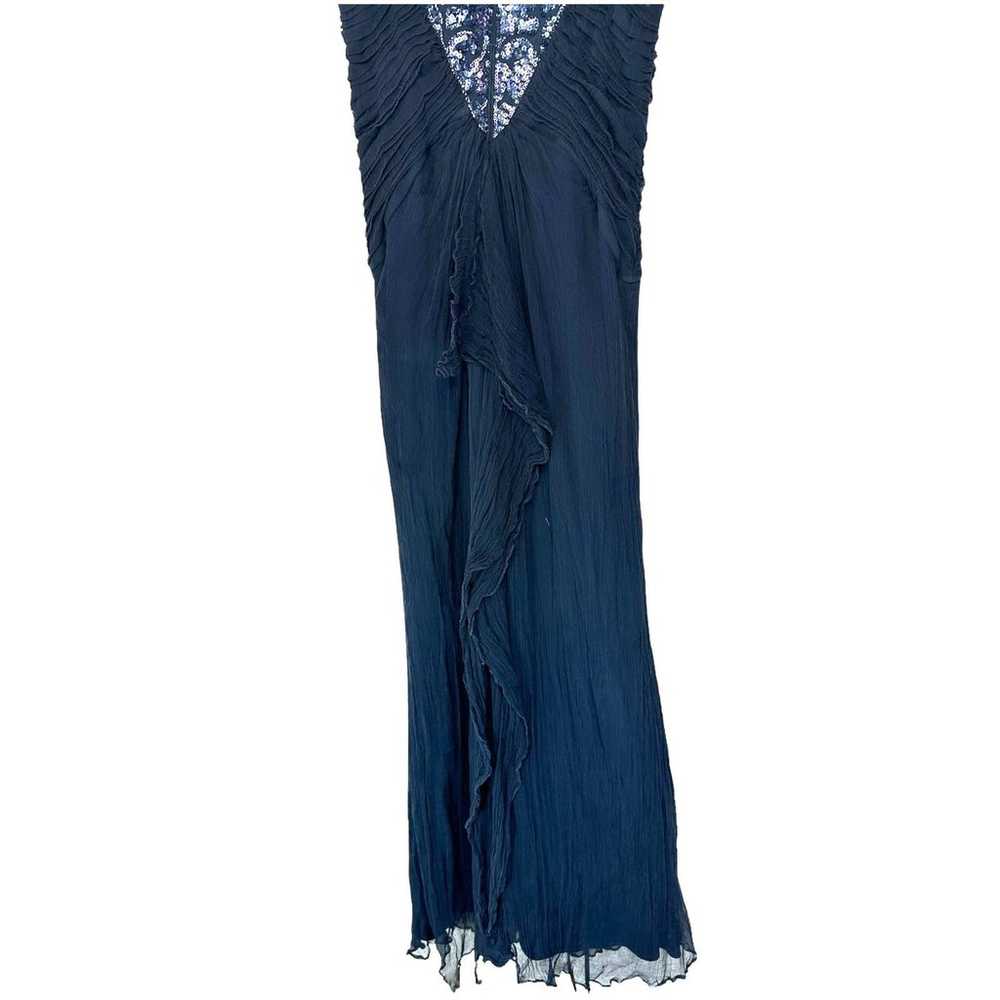 Tadashi Shoji Navy Sequin Silk Sleeveless Formal … - image 8