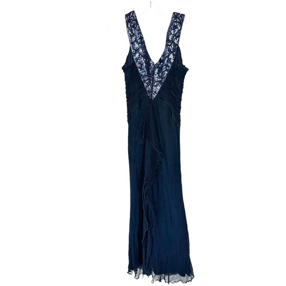 Tadashi Shoji Navy Sequin Silk Sleeveless Formal … - image 9