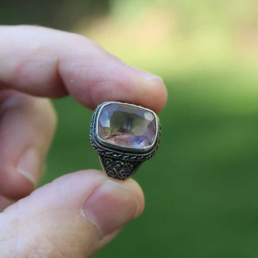 AUTHENTIC ANTIQUE 800 SILVER & AMETHYST ring size… - image 8