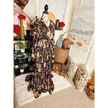 Vici 100% Rayon Brown Floral Print Boho Vibe Maxi… - image 1