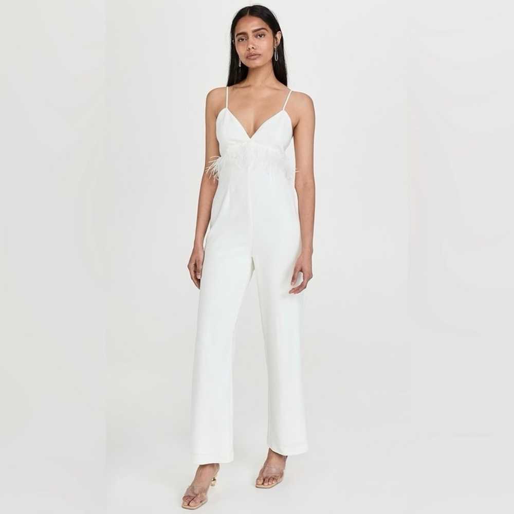 SAYLOR Krysta Feather-Embellished Satin Jumpsuit - image 4