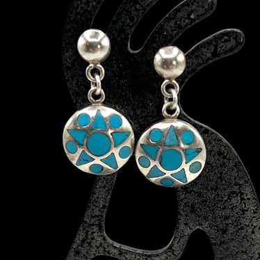 Vintage Mexico 950 Sterling Silver Blue Turquoise… - image 1