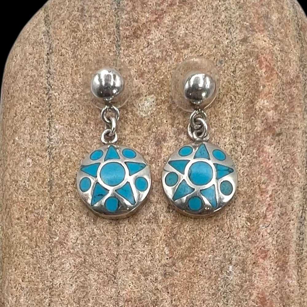 Vintage Mexico 950 Sterling Silver Blue Turquoise… - image 2